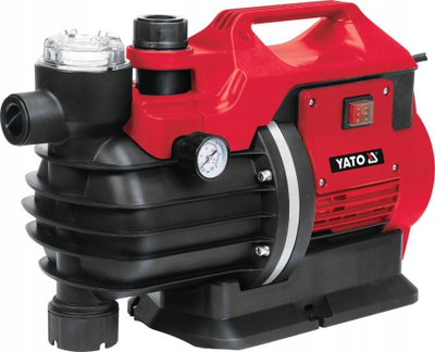 Pompa e kopshtit Yato 1300W, me filter, me manometër, e kuqe me të zezë