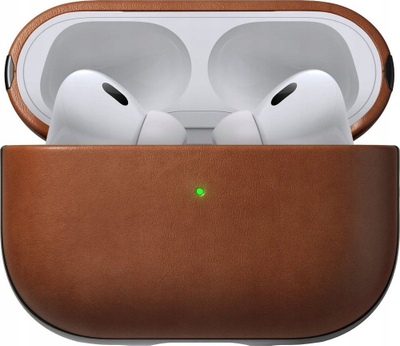 Mbulesë Nomad Leather Case për AirPods Pro 2, lëkurë natyrale, kafe e çelët English Tan