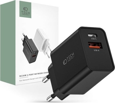 Karikues rrjeti Tech-Protect NC30W, 2 porta, PD 30W QC 3.0