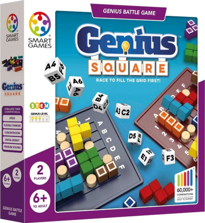Lojë tavoline logjike Genius Square, lojë me puzzle, për 2 lojtarë, shumëngjyrëshe