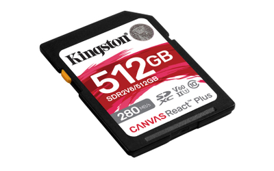 Мемориска картичка Kingston Canvas React Plus SDXC, 512GB, UHS II, повеќебојна