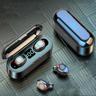 Kufje Bluetooth TWS BT, Bluetooth 5.1, kuti karikimi me ekran LCD, të zeza