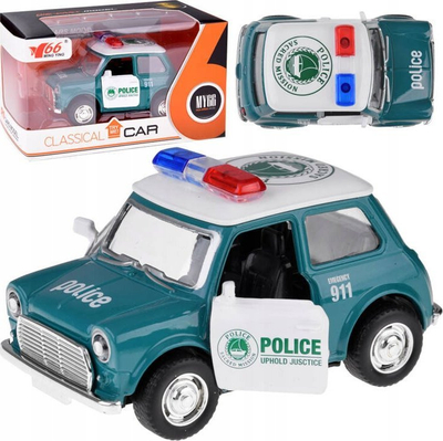 Makina lodër policie Ming Ying ZA4776, metal, pull back, jeshile e bardhë