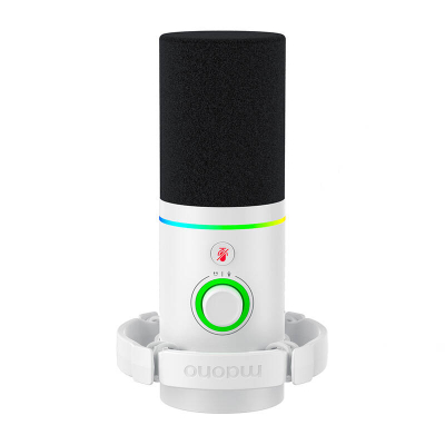 Mikrofon dinamik Maono PD200X, USB C XLR, RGB, i bardhë