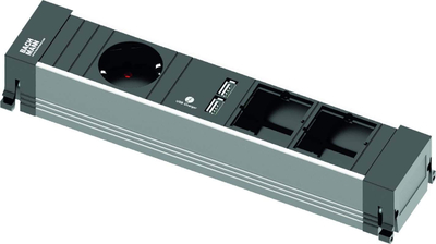 Интегрирана приклучница Bachmann Power Frame 916.0041, 1 Schuko излез, 2 прилагодливи модули, црна