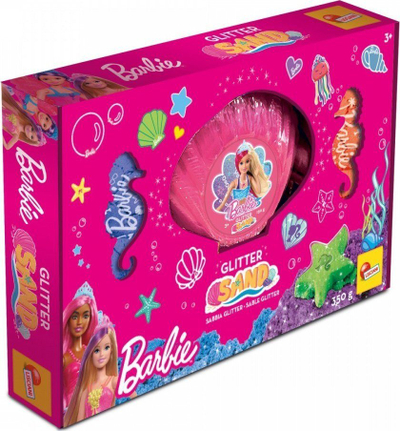 Set loje Lisciani Barbie Glitter Sand, rërë kinetike me shkëlqim, për kalamaj 3+