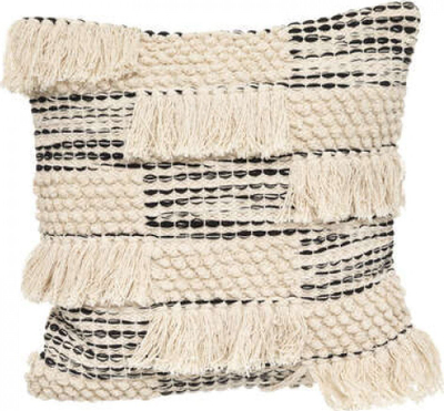 Jastëk dekorativ Atmosphera 3D Fringe Knot, 45x45 cm, pambuk poliester, bardh e zi