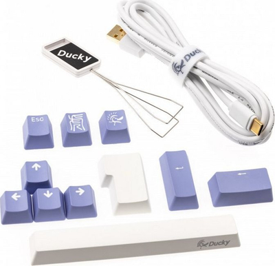 Tastierë gaming Ducky One 2 Pro Mini White Edition, mekanike Cherry MX Blue, RGB, e bardhë