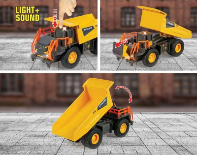 Lodër kamion Majorette Volvo R45D Grand Dump Truck, 20cm, 1:45, e verdhë