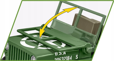 Set ndërtimi COBI Jeep Willys MB me rimorkio, 200 copë, shkalla 1:35, jeshile