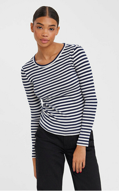 Bluzë Vero Moda VMNATASHA Slim Fit, bardhё/ kaltёr