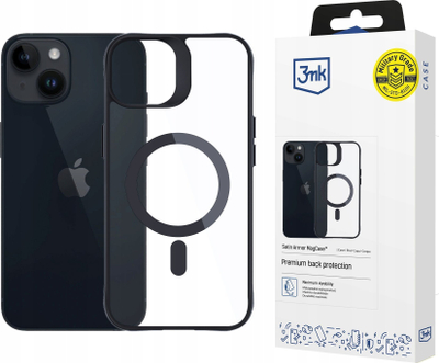 Futrollë 3mk Satin Armor MagCase për iPhone 13 14, MagSafe, rezistente ndaj goditjeve, e zezë