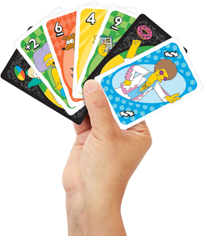 Loja me letra Mattel UNO The Simpsons, për kalamaj dhe të rritur, set për tu mbledh, shumëngjyrëshe