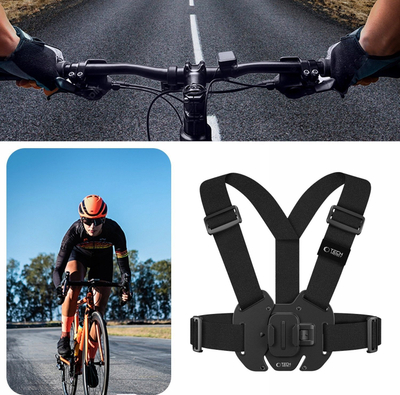 Mbajtëse gjoksi Tech-Protect GA100, për GoPro dhe DJI, e zezë