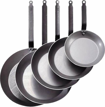 Tigan Lyonnais De Buyer Carbone Plus 5110.20, çelik karboni, 20 cm, gri i errët