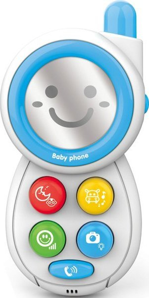 Telefon lodër WOOPIE BABY Interactive Little Phone, me tinguj, me drita, i bardhë me blu