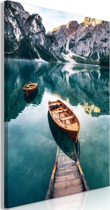 Pikturë murale Boats in Dolomites, 1 pjesë, vertikale, shumëngjyrëshe