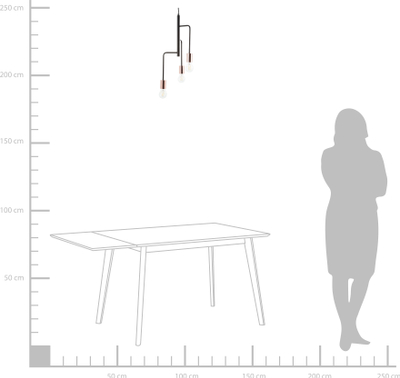 Lampë varëse BOGNA, metal, 3 llamba, e zezë bakri