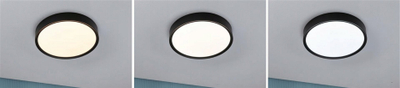 Plafonierë tavani Paulmann Tega LED, IP44, CCT, e zezë
