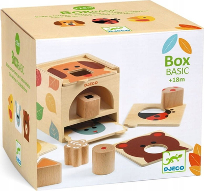 Lodër prej druri për mënuç Micki Box Basic, kuti me forma, për kalamaj 18m+