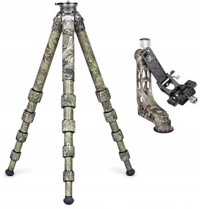 Tripod karboni Leofoto LS-365CEX PG-1, bazë niveluese, kokë gimbal, kamuflazh