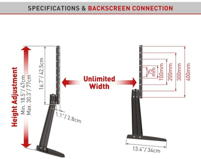 Qëndrim tavoline për TV Barkan S40, 32"-70", deri 50 kg, i zi