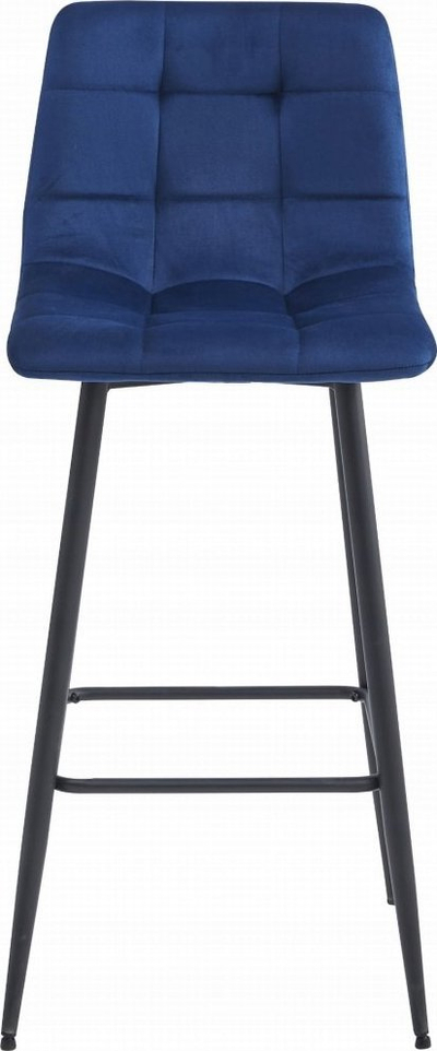 Tabure bar LEOBERT Arceto, kadife navy blue, këmbë çeliku të zeza, 60x55x60 cm