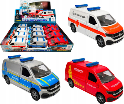 Makinë lodër policie Kids Globe VW T6.1, për fëmijë, shumëngjyrëshe