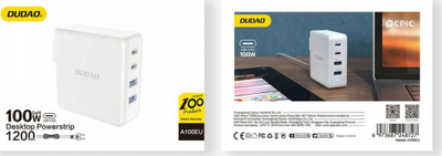 Karikues Dudao GaN, 100W A100EU, i bardhë