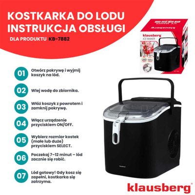 Aparat automatik për akull Klausberg KB-7882, 1.2L, 100W, gri