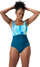 Kostum banje Speedo Shaping Printed Contour Eclipse, njëpjesësh, dark teal me jeshile