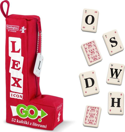 Lojë me fjalë Waddingtons Lexicon Lex Go, 52 pllaka, me etui, e kuqe