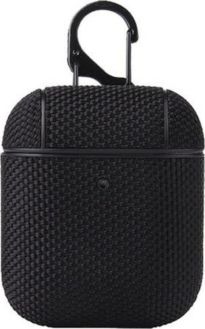Mbrojtëse Beline për AirPods 1/2, shell cover TPU, me karabinë, e zezë