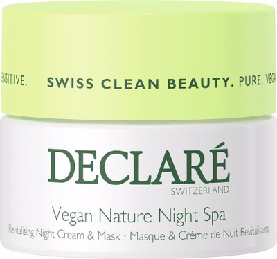 Krem nate dhe maskë fytyre Declar Vegan Nature Night Spa, hidratues, rigjallërues, 50 ml