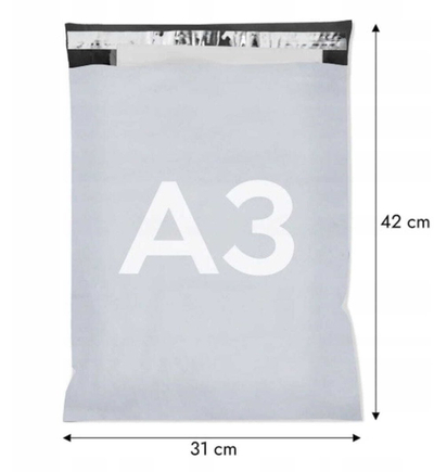 Zarf plastik Zenwire Courier A3, 310 x 420 mm, 50 copë, gri