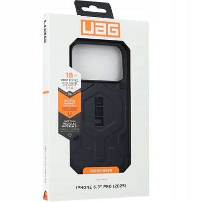 Korja UAG Pathfinder për iPhone 17 Pro, MagSafe, mbrojtje ushtarake, e zezë
