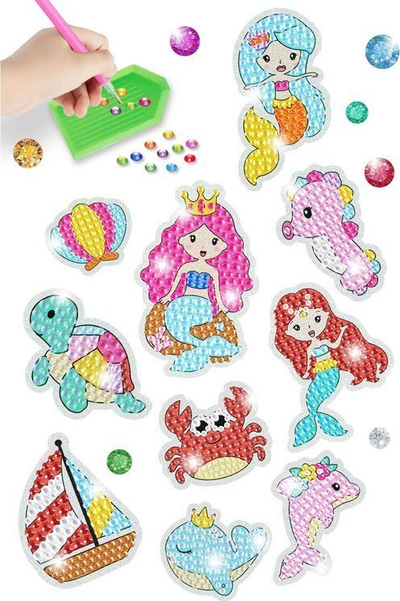 Set ngjitës mozaik LeanToys Diamond Embroidery, kafshë bota nënujore, për fëmijë 6+