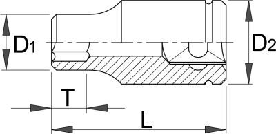 Kokë çelësi Unior 1/2", 10mm, çelik krom vanadium