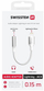 Adapter audio Swissten Textile Lightning në 3.5mm, 0.15m, i bardhë