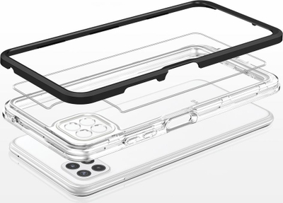 Futrollë 3n1 për Samsung Galaxy A22 5G, transparente, antishok, me kornizë të zezë