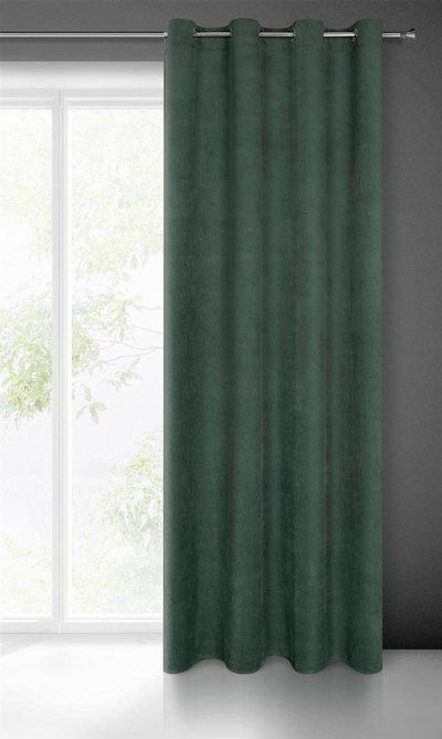 Perde kadife Eurofirany Drape 383788, 140x250 cm, me unaza, jeshile e errët