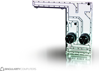 Distroplate watercooling Singularity Computers Corsair 1000D, Dy pompa D5, RGB, transparente