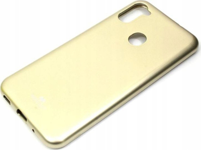 Kllëf telefoni Mercury Goospery Jelly për Samsung A11 M11, silikon i butë, me xham mbrojtës, ngjyrë flori