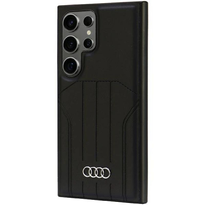 Kapak telefoni Audi Synthetic Leather MagSafe për Samsung Galaxy S24 Ultra, lëkurë sintetike, me magnet MagSafe, i zi