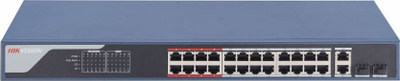 Swich rrjeti Hikvision DS-3E1326P-EI, 24 porta PoE, Fast Ethernet 10/100, gri