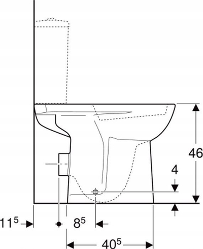 WC Geberit Selnova Comfort, tas i ngritur 46 cm, dalje horizontale, e bardhë
