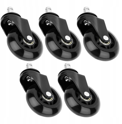 Rrota zyre Vilde prej gome për karrige, 6.3 cm, kunj 10 mm, set 5 copë