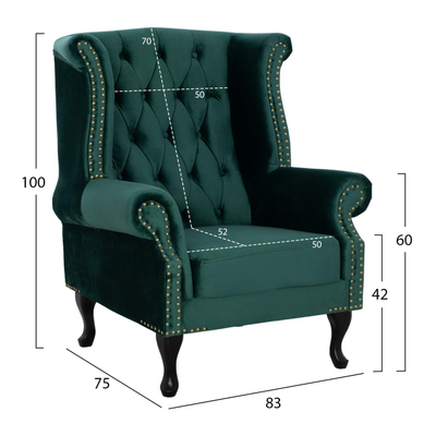 Kolltuk Polina velvet chesterfield (HM0053.03), gjelbër