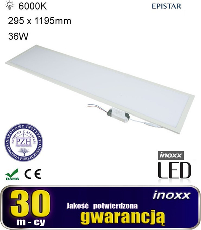 Panel LED tavani INOXX PAN36W120/30, 120x30cm, 36W 6000K, me kornizë të zezë