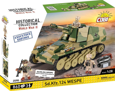 Set ndërtimi COBI 2598 SD.Kfz.124 Wespe HC WWII Executive Edition, 855 pjesë, shkalla 1:28, shumëngjyrësh